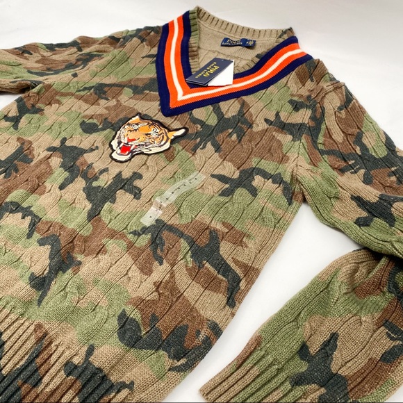 Ralph Lauren Camo Tiger Cricket Cable Knit Sweater - Picture 7 of 14